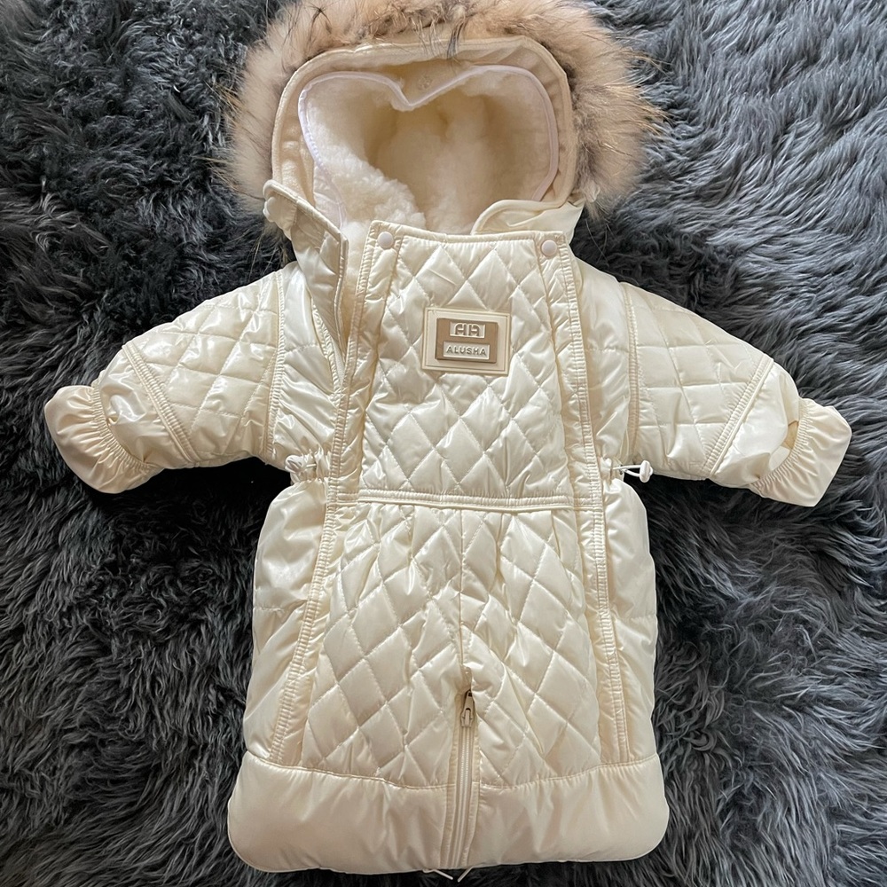 Baby snowsuit bunting with removable wool lining 0-6 months